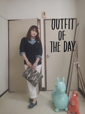 「ダンガリーシャツ」｜「アイテム（その他シューズ）」を使った、あきさん（レディース・150cm）の春コーディネート