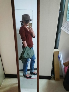 「テーパードデニム」｜「アイテム（ノーカラージャケット）」を使った、あきさん（レディース・150cm）の秋コーディネート