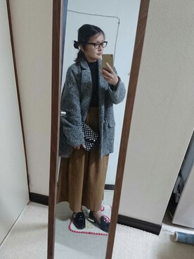 「ガウチョパンツ」｜「アイテム（ダウンジャケット/コート）」を使った、あきさん（レディース・150cm）の秋コーディネート