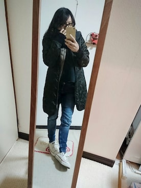 「pas de calais（パドカレ）のアイテム（ノーカラージャケット）」を使った、あきさん（レディース・150cm）の秋コーディネート