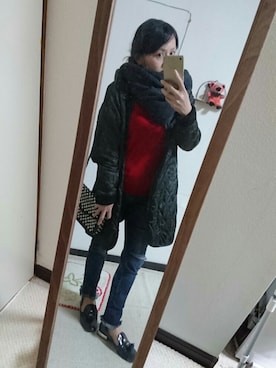 「pas de calais（パドカレ）のアイテム（ノーカラージャケット）」を使った、あきさん（レディース・150cm）の秋コーディネート