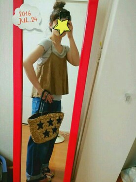 「アイテム（キャミソール、ベージュ系）」を使った、michan.chan.chanさん（レディース・152cm）の夏コーディネート