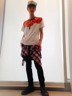 「Stampd' LA（スタンプドエルエー）のアイテム（キャップ、ホワイト系）」を使った、上杉俊祐OCEANTOKYOさん（メンズ・175cm）の春コーディネート