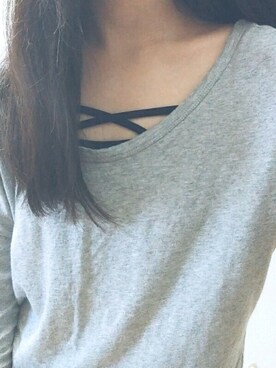 「PAZZO（パッゾ）のアイテム（Tシャツ/カットソー、グレー系）」を使った、cincinさん（レディース・160cm）の夏コーディネート