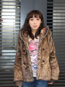「撮影」｜「アイテム（ダウンジャケット/コート）」を使った、SEVENさん（レディース・160cm）の春コーディネート
