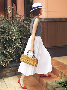 「 ハット」｜「アイテム（その他）」を使った、NICOさん（レディース・158cm）の夏コーディネート