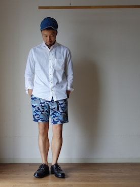 「カモ柄」｜comoda上西猛夫さん（メンズ・168cm）の春コーディネート