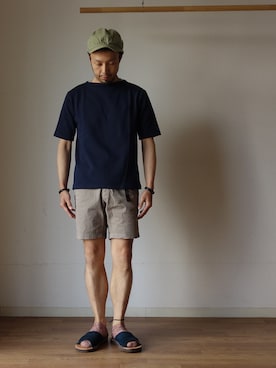 「ワークキャップ」｜comoda上西猛夫さん（メンズ・168cm）の春コーディネート