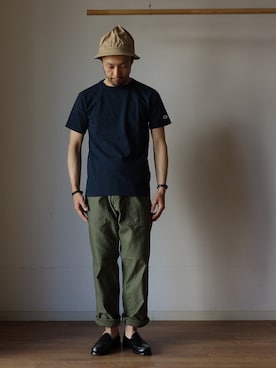 「FOB FACTORY（エフオービーファクトリー）のアイテム」を使った、comoda上西猛夫さん（メンズ・168cm）の春コーディネート