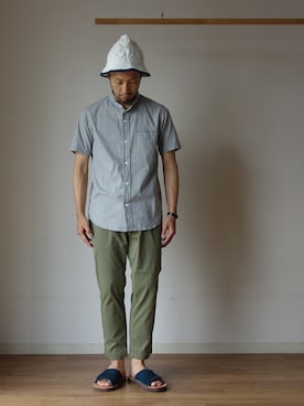 「FOB FACTORY（エフオービーファクトリー）のアイテム」を使った、comoda上西猛夫さん（メンズ・168cm）の夏コーディネート