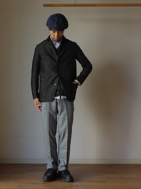 「ARBRE（アルブル）のアイテム」を使った、comoda上西猛夫さん（メンズ・168cm）の秋コーディネート