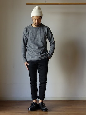 「FOB FACTORY（エフオービーファクトリー）のアイテム」を使った、comoda上西猛夫さん（メンズ・168cm）の秋コーディネート