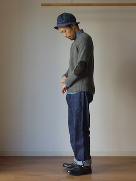 「FOB FACTORY（エフオービーファクトリー）のアイテム」を使った、comoda上西猛夫さん（メンズ・168cm）の秋コーディネート