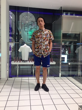 「A BATHING APE（アベイシングエイプ）のアイテム（ニットキャップ/ビーニー）」を使った、奥村浩紀さん（メンズ・165cm）の夏コーディネート