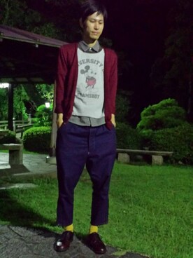 「BEAMS（ビームス）のサルエルパンツ（その他パンツ、ブルー系）」を使った、ジュニアさん（メンズ・177cm）の秋コーディネート