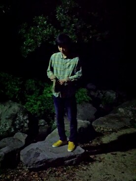 「Milok（ミロック）のアイテム（その他パンツ、ブルー系）」を使った、ジュニアさん（メンズ・177cm）の秋コーディネート