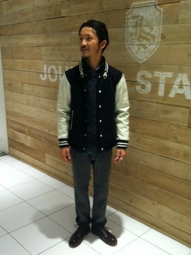 「JOURNAL STANDARD（ジャーナルスタンダード）のアイテム（スタジャン）」を使った、JOURNAL STANDARD名古屋店スタッフ Aさん（メンズ・170cm）の秋コーディネート