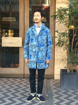 「Journal Standard TRISECT（トライセクト）のアイテム（ステンカラーコート）」を使った、JOURNAL STANDARD名古屋店スタッフ Aさん（メンズ・170cm）の冬コーディネート