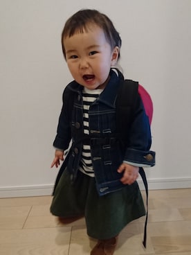 「1歳半」｜「アイテム（デニムジャケット）」を使った、Natsuさん（キッズ・80cm）の春コーディネート