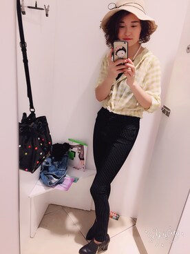 「Kastane（カスタネ）のアイテム（チノパンツ）」を使った、小薇さん（レディース・160cm）の秋コーディネート