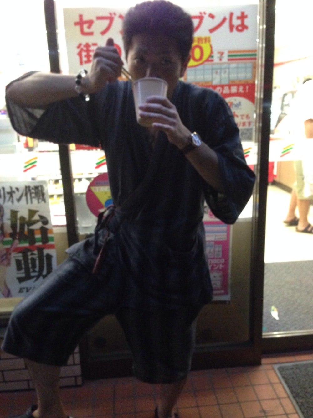 「甚平、セブンイレブン、おでん、夏」｜「POLICEのアイテム（ネックレス、シルバー系）」を使った、龍さん（メンズ・177cm）の夏コーディネートの1枚目の写真