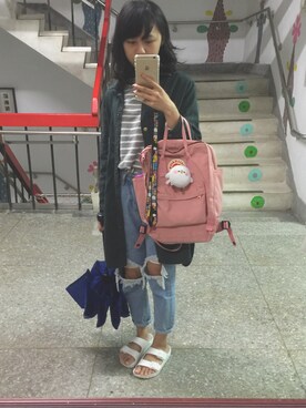 「アイテム（スーツパンツ、グリーン系）」を使った、chinさん（レディース・155cm）の秋コーディネート