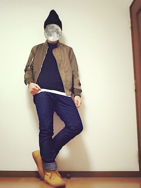 「ダニエルウェリントン」｜「アイテム（ニットキャップ/ビーニー）」を使った、しゅうとさん（メンズ・170cm）の秋コーディネート