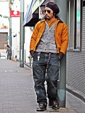「Jackman（ジャックマン）のアイテム（ジャケット/アウター）」を使った、赤いDJさん（メンズ・170cm）の冬コーディネート