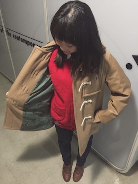 「雨の日」｜「アイテム（その他アウター）」を使った、ゆきちさん（レディース・149cm）の冬コーディネート