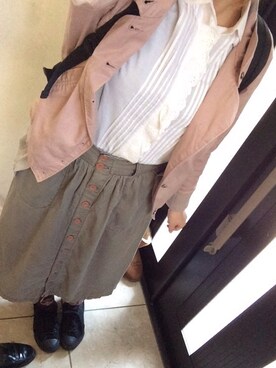「マキシ丈スカート」｜「アイテム（ブルゾン）」を使った、Yoonaさん（レディース・163cm）の春コーディネート