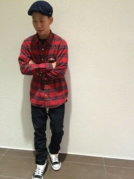 「NEWERA」｜「アイテム（ハンチング/ベレー帽）」を使った、ONSPOTZ_STAFFさん（メンズ・170cm）の秋コーディネート
