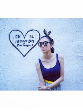 「blue」｜「アイテム（ベスト）」を使った、xxAshleyxxさん（レディース・165cm）の夏コーディネート