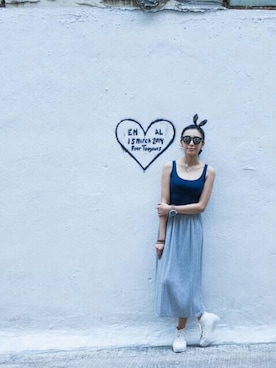 「blue」｜「アイテム（ベスト）」を使った、xxAshleyxxさん（レディース・165cm）の夏コーディネート