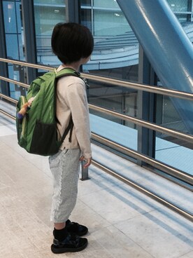 「アイテム（サンダル、ブルー系）」を使った、ぎんさん（キッズ・110cm）の秋コーディネート