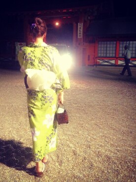 「アイテム（浴衣、グリーン系）」を使った、riiiさん（レディース・172cm）の夏コーディネート