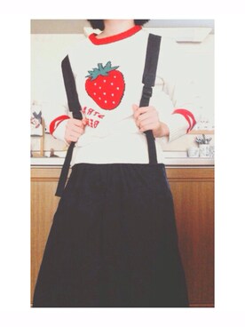 「いちごニット」｜Apple.さん（レディース・158cm）の秋コーディネート