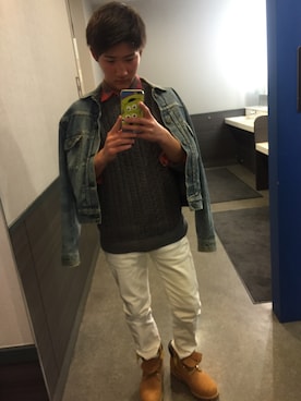 「Levi's（リーバイス）のアイテム（デニムジャケット、ブルー系）」を使った、日耀さん（メンズ・170cm）の春コーディネート