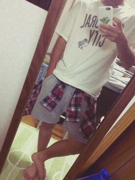 「no brand（ノーブランド）のアイテム（Tシャツ/カットソー、ホワイト系）」を使った、日耀さん（メンズ・170cm）の夏コーディネート