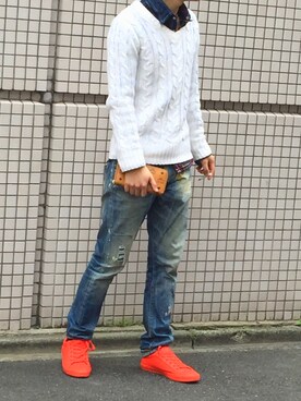 Bershka ベルシュカ のスニーカー オレンジ系 を使ったメンズ人気ファッションコーディネート 地域 日本 Wear