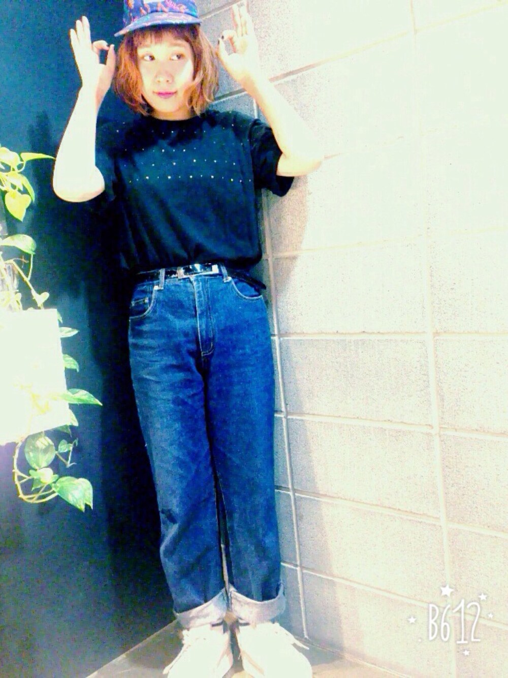 「キャップ、used、古着」｜「usedのアイテム（キャップ、ブルー系）」を使った、ふしみさん（レディース・158cm）の夏コーディネートの1枚目の写真