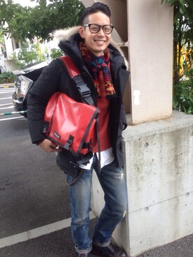 「CANADA GOOSE（カナダグース）のアイテム（ダウンジャケット/コート、ブラック系）」を使った、ノブさん（メンズ・173cm）の春コーディネート