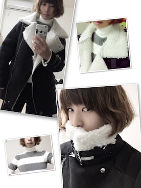 「VENCEEXCHANGE（ヴァンスエクスチェンジ）のアイテム（ライダースジャケット）」を使った、shiorixxxさん（レディース・160cm）の冬コーディネート