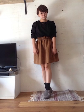 「ORiental TRaffic(ORiental TRaffic)」｜「アイテム（オールインワン・サロペット）」を使った、きなこさん（レディース・154cm）の秋コーディネート