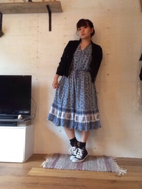 「エスニック」｜「アイテム（ブルゾン）」を使った、きなこさん（レディース・154cm）の秋コーディネート