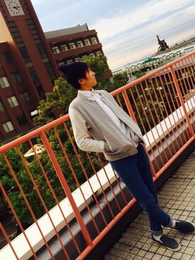 「JEANASIS（ジーナシス）のアイテム（スタジャン）」を使った、たまきちさん（メンズ・176cm）の秋コーディネート