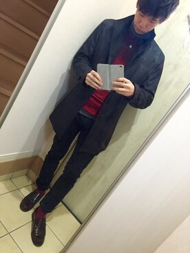 「靴下チラ見せ」｜「アイテム（トレンチコート）」を使った、けーすけさん（メンズ・178cm）の秋コーディネート