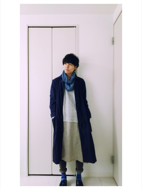 STOF (ストフ) ミックスニットワンピース blue M - The Galaxy