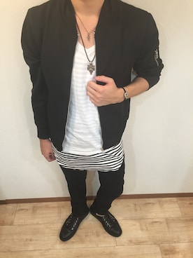 「アイテム（バングル/リストバンド）」を使った、nagariさん（メンズ・173cm・20代）の冬コーディネート