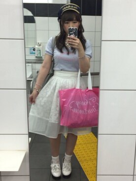 「F i.n.t（フィント）のアイテム（キャスケット）」を使った、ゆきりん･ω･さん（レディース・155cm）の夏コーディネート