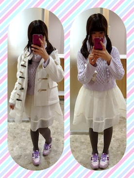 「Another Edition（アナザーエディション）のアイテム（ダッフルコート）」を使った、りしゃこさん（レディース・155cm）の冬コーディネート